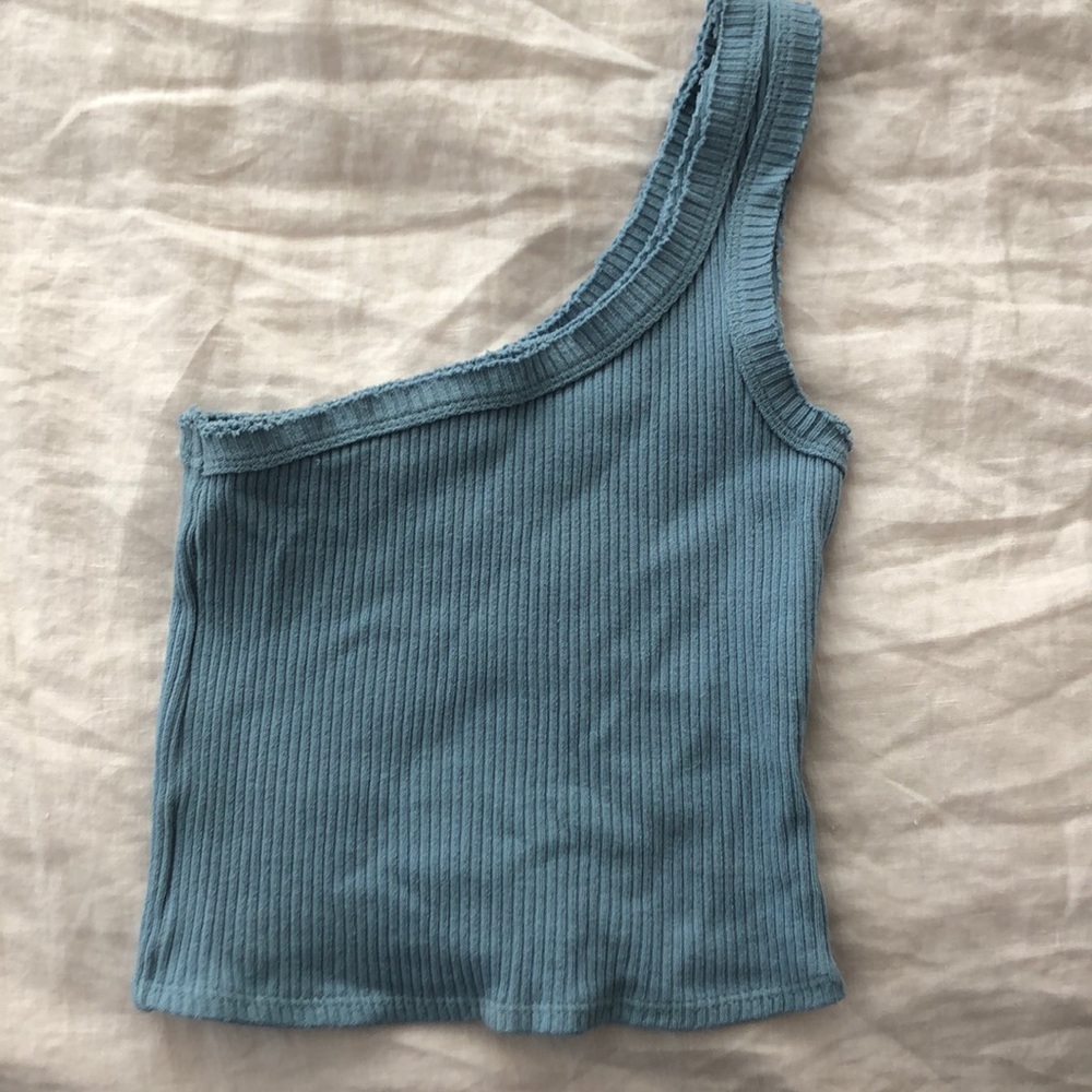 Urban Outfitters one shoulder top in blue